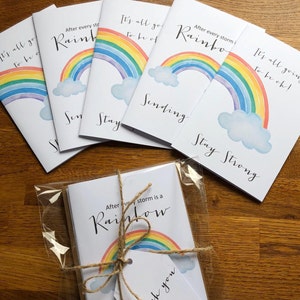 Paquete de 5 tarjetas de arcoíris hechas a mano/Tarjetas para enviar abrazos/Tarjetas para extrañarte/Tarjetas para pensar en ti/Tarjetas de pensamiento positivo/Tarjetas para animarme
