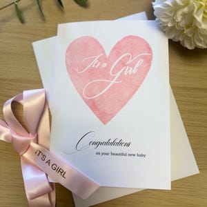 Carte de félicitations C'est une fille, carte de naissance, carte de cadeau de félicitations, carte de nouvel arrivant.