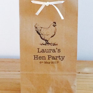 Personalised Gift Bags/ Hen Gift Paper Gift Bags with Ribbon. Wedding/Hen Party/Gifts 画像 4