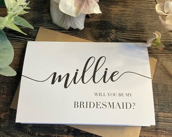 Personalised Will you be my bridesmaid Card & Envelope, Proposal  Cards, Bridal Cards, CLASSIC ELEGANT DESIGN