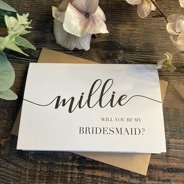 Personalised Will you be my bridesmaid Card & Envelope, Proposal  Cards, Bridal Cards, CLASSIC ELEGANT DESIGN