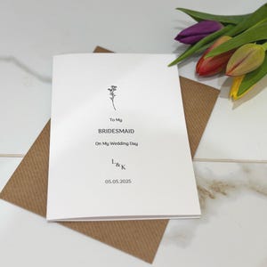 À ma demoiselle d'honneur le jour de mon mariage, à ma carte de demoiselle d'honneur, merci pour ma carte de mariage. Cartes de mariage, cartes minimalistes