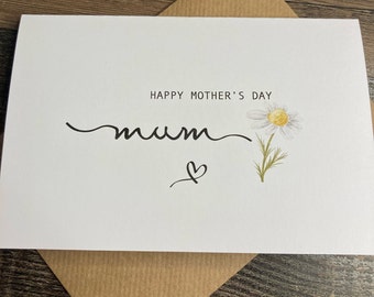 Handmade Mother's Day Card, Personalized Kraft Envelope