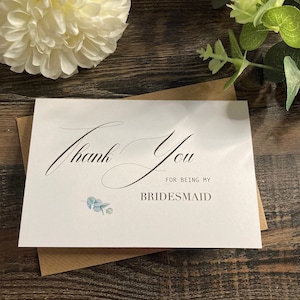 Merci d'avoir été ma carte de demoiselle d'honneur, cartes de remerciement, merci demoiselle d'honneur (l'enveloppe peut être personnalisée MERCI EUCALYPTUS