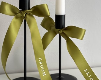 Personalised Satin Ribbon Bows, Personalized Wedding Place Name Tags