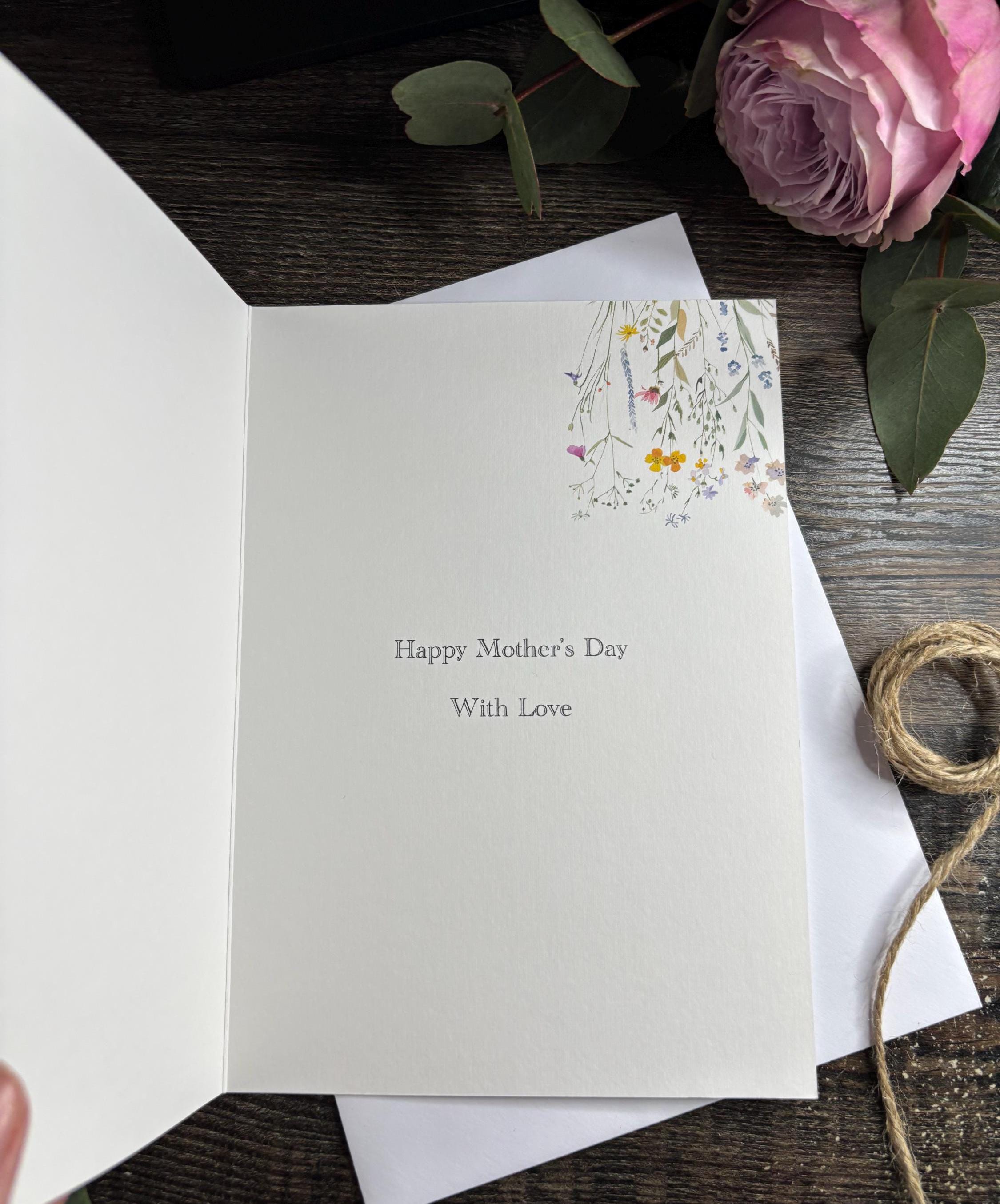 Mother&#39;s Day Card, Personalised Envelope / Happy Mother&#39;s Day Card & Envelope (WILDFLOWER) Mam/Mum/Mummy/Step Mum/Nana