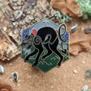 Black Dog 1.5" Hard Enamel Pin | Celtic Cryptids | Spirit Fantasy Creature English Mythology