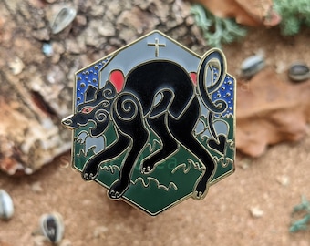 Black Dog 1.5" Hard Enamel Pin | Celtic Cryptids | Spirit Fantasy Creature English Mythology