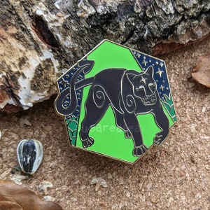 Alien Big Cat 1.5" Hard Enamel Pin | Celtic Cryptids | ABG UK Cryptozoology