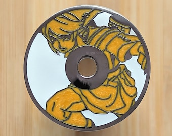 Classic Game Discs: LoZ Twilight 1.5" Silver Plated w/ Pearl hard Enamel Pin | Gamer Gaming Button Disc CD Rom rpg Gamecube Princess Glitter