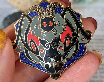 Mothman Glow in the Dark Hard Enamel Glitter Pin 1.5" Inches | Badge Pinback Cryptid Celtic | Moth Dark Black West Virginia Gift Him Her