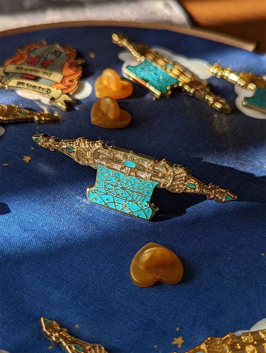 Limited 50pcs 2.5" Inches Old Scroll Glow in the Dark Hard Enamel Pin | Gold Plated | RPG Gaming Elder Fantasy