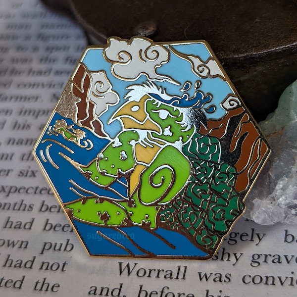 Kappa Hard Enamel Pin 1.5" Inches | Badge Pinback Cryptid Celtic | Japanese Nihongo Yokai Nature Green Mythology Gift Him Her Stocking