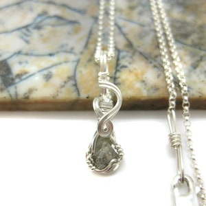 Raw African Diamond Crystal Pendant in Sterling Silver Wire w/FREE 18&quot; Sterling Chain (#1) --Awesome natural crystal! April birthstone!!