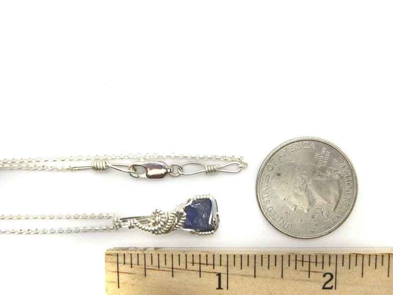 Raw Tanzanite Crystal Chunk Pendant in Sterling Silver Wire w/FREE 18" Sterling Silver Chain (#2)--Awesome color! December birthstone! image 7