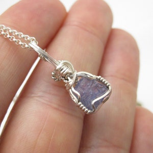 Raw Tanzanite Crystal Chunk Pendant in Sterling Silver Wire w/FREE 18" Sterling Silver Chain (#2)--Awesome color! December birthstone! image 6