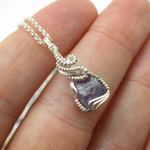 Raw Tanzanite Crystal Chunk Pendant in Sterling Silver Wire w/FREE 18" Sterling Silver Chain (#2)--Awesome color! December birthstone! image 5