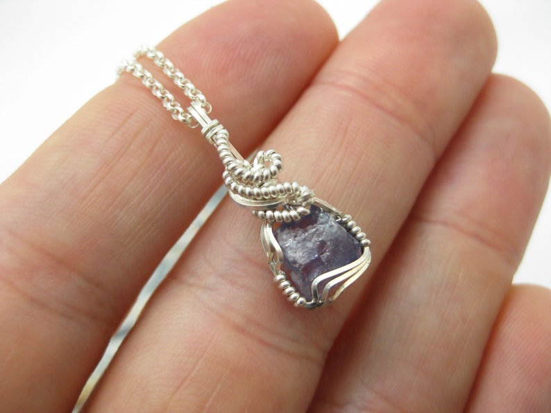 Raw Tanzanite Crystal Chunk Pendant in Sterling Silver Wire w/FREE 18" Sterling Silver Chain (#2)--Awesome color! December birthstone! image 5