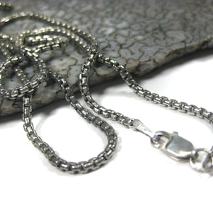 16", 18" or 20" Oxidized Sterling Silver Rounded Box Link Chain