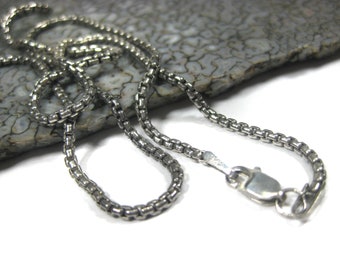 16", 18" or 20" Oxidized Sterling Silver Rounded Box Link Chain