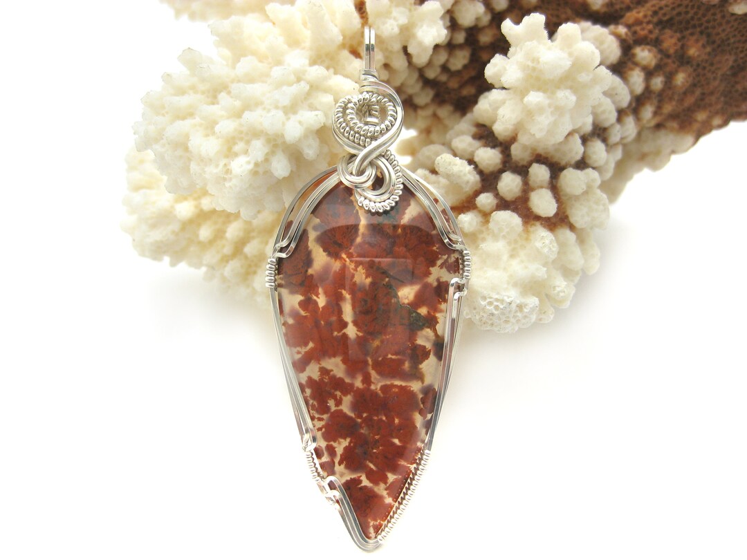 TOP Quality Texas Woodward Ranch Plume Agate Pendant in Sterling Silver