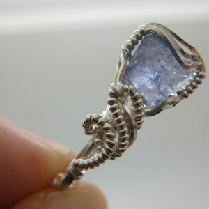 Raw Tanzanite Crystal Chunk Pendant in Sterling Silver Wire w/FREE 18" Sterling Silver Chain (#2)--Awesome color! December birthstone! image 3