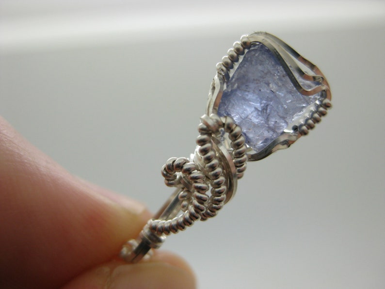 Raw Tanzanite Crystal Chunk Pendant in Sterling Silver Wire w/FREE 18" Sterling Silver Chain (#2)--Awesome color! December birthstone! image 3