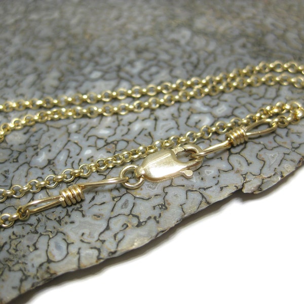 2mm 14k Yellow Gold Filled Rolo Chain w/Handmade 14k GF ends & 14k GF Lobster Claw Clasp -- 16", 18", 20", 22", 24", 30" inch lengths