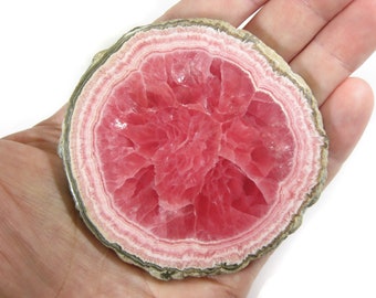 VIBRANT Top Quality Rhodochrosite Stalactite Slice Specimen