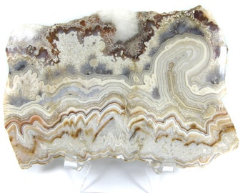 Face Polished Mexican Crazy Lace Agate Slab/Specimen (E) -- Nice banding and unusual pattern! See video!