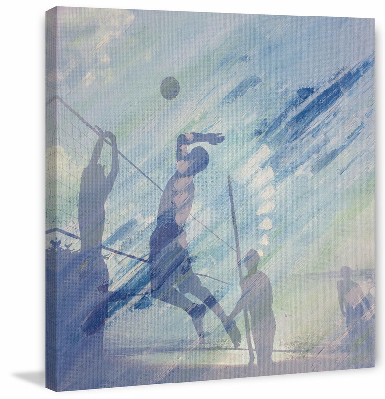 Volleyball at Dusk Painting Print on Wrapped Canvas Etsy