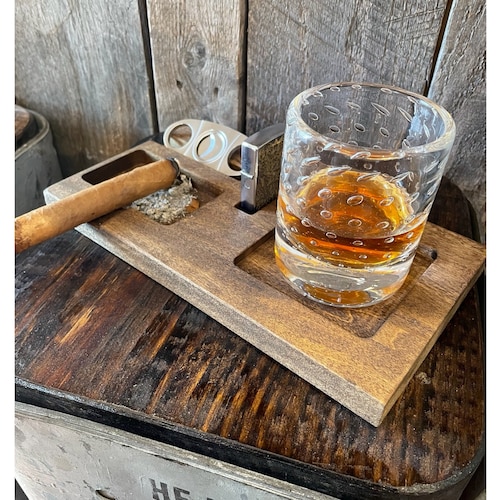 Whiskey and Cigar Accessory Pairing Tray© Ashtray and Etsy