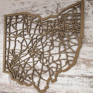 Ohio Road Map Wall Decor Laser Cut Wooden Map image 3