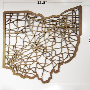Ohio Road Map Wall Decor Laser Cut Wooden Map image 4
