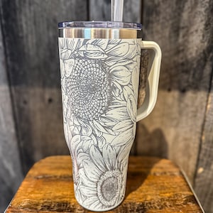 Sunflower 40 oz Stainless Steel Tumbler Full Wrap Laser Engraved Gift for Her Stanley Type Tumbler