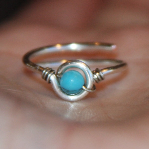 Turquoise Toe Ring, Adjustable Toe Ring, Knuckle Ring, Midi Ring, Turquoise Ring, Handmade Ring