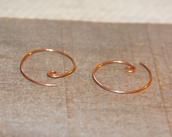 Sale Under 10, Copper Hoop Earrings, Simple Hoop Earrings, Small Reverse Hoops