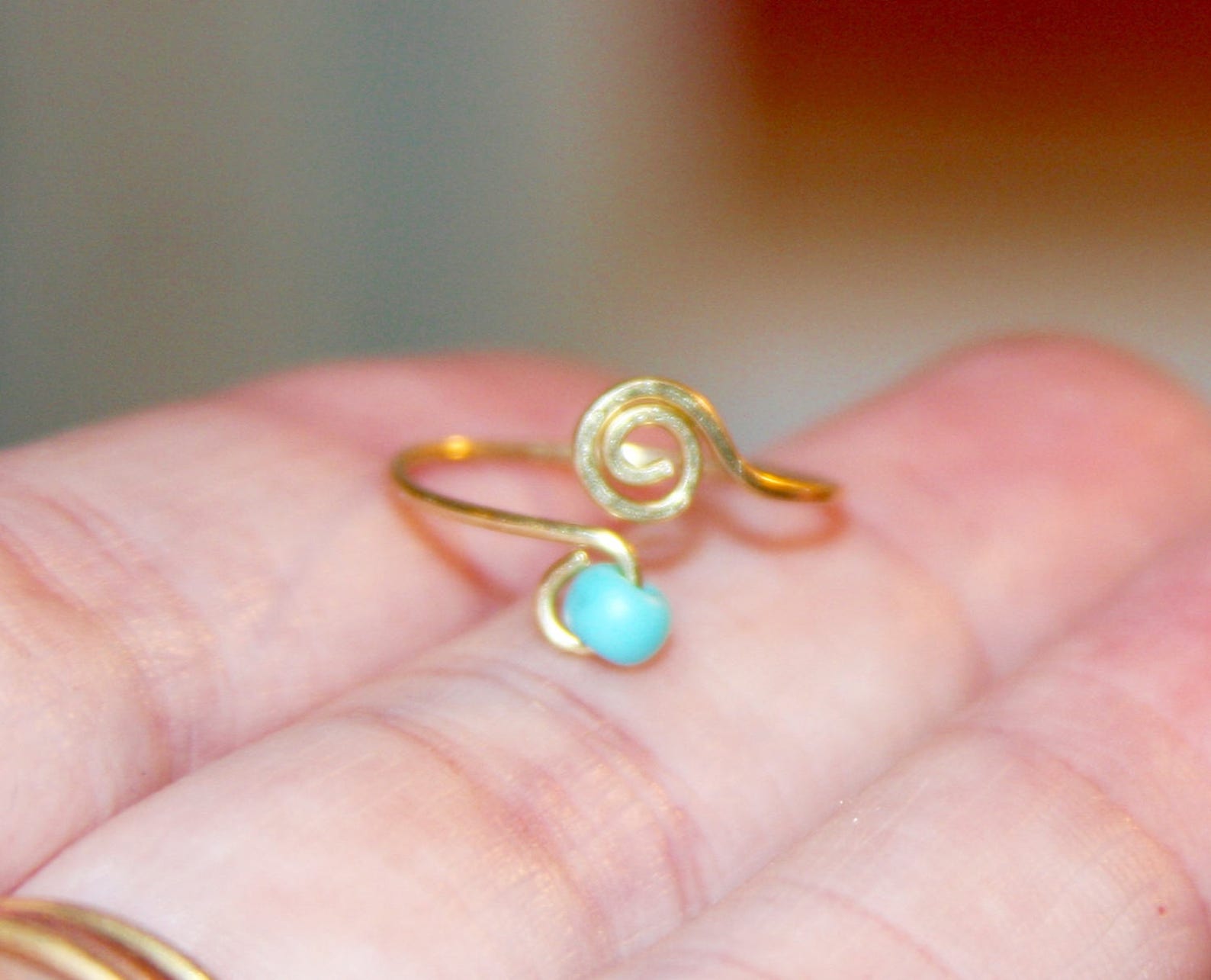 Turquoise Toe Ring Adjustable Toe Ring Knuckle Ring Midi Etsy
