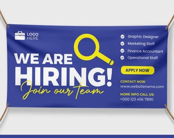 Now Hiring Banner Now Hiring Signage Full Color Design Hiring Signs Company Banner Company Hiring Sign Advertising Banner Retail Banner