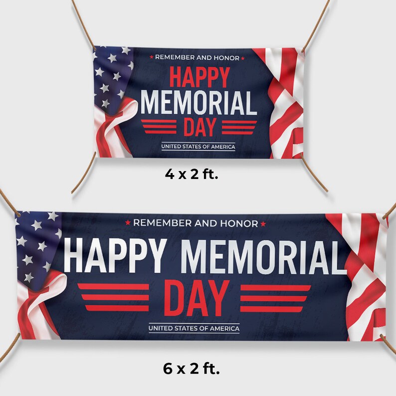 Happy Memorial Day Vinyl Banner, Patriotic USA Flag Party Decoration - Etsy