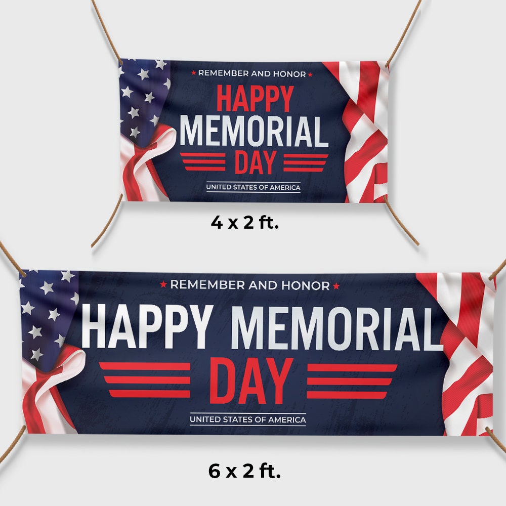 Happy Memorial Day Vinyl Banner, Patriotic USA Flag Party Decoration - Etsy