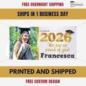 Personalized Graduation Banner Class of 2026 | Custom Graduate Name Vinyl Sign image 1