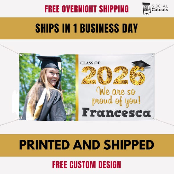 Personalized Graduation Banner Class of 2026 | Custom Graduate Name Vinyl Sign