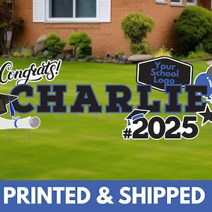 Graduation Yard Sign 2025 Grad Lawn Letters Party Custom Yard Signs Blue Landscape Congratulations Lawn Props Graduation Yard Props