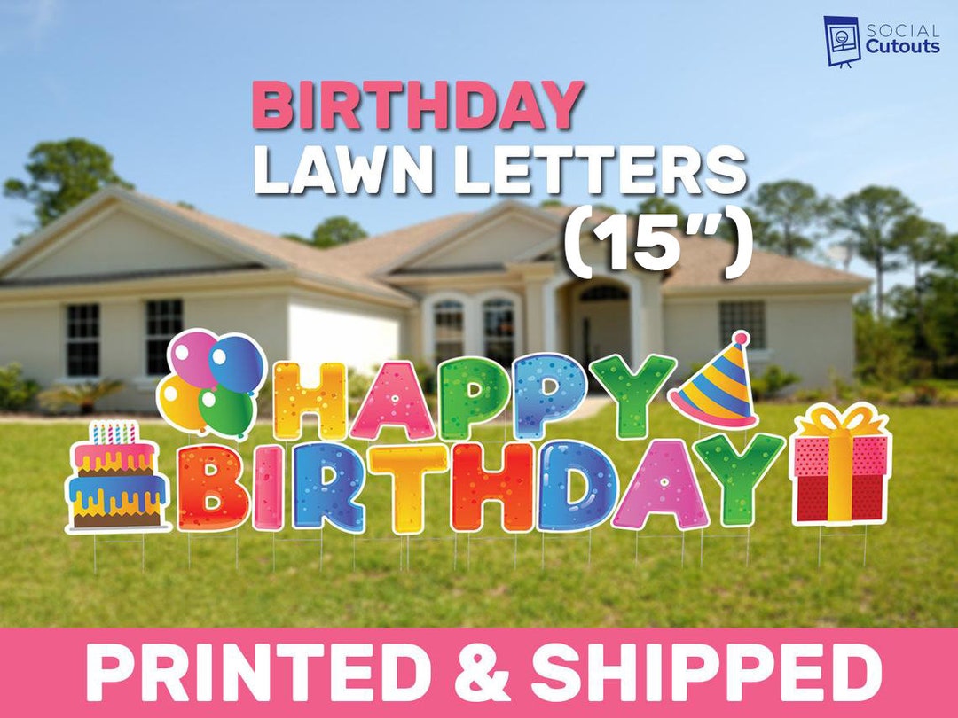 Happy Birthday Lawn Letters Personalized Printed Yard Letter Etsy