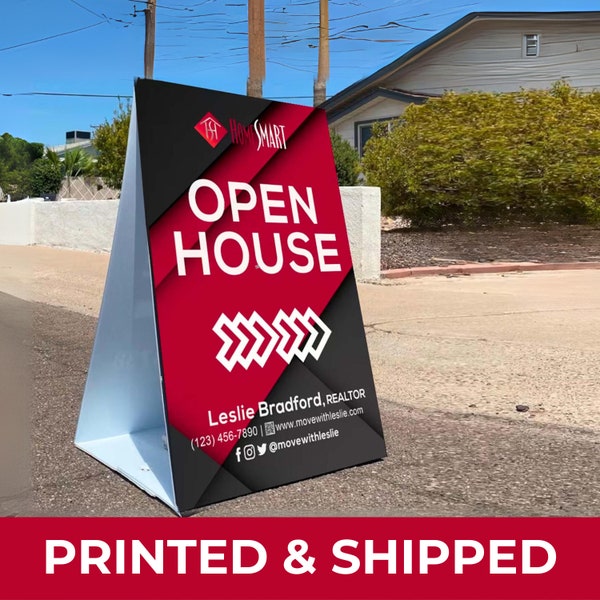 Home Smart Real Estate A Frame Props Customized Realtor A-Frame Sign Open House Stand Frame Sign Printed Real Estate Advertising