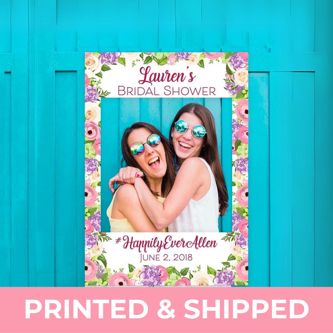 Floral Bridal Shower Photo Frame | Customized Selfie Frame | Printed