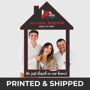 Real Estate Marketing Photo Booth Props | Realtor Selfie Frame | Personalized House Frame Sign | Printed Real Estate Advertising Sign