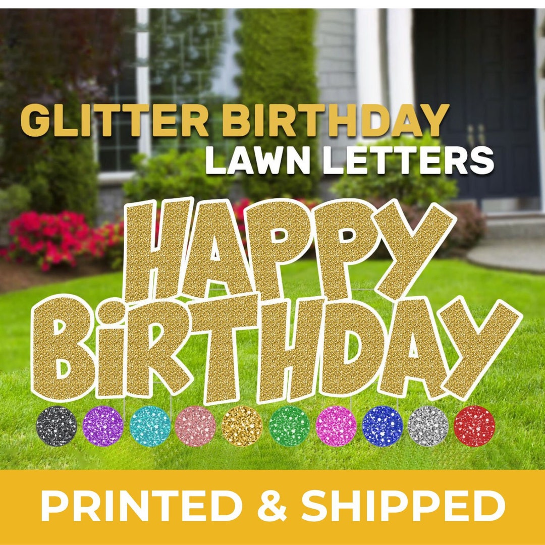 Gold Sparkly Glitter Lawn Letters Personalized Printed Yard Letter ...