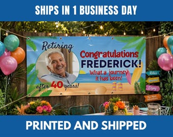 Personalized Retirement Photo Banner, Custom Celebration Party Decoration